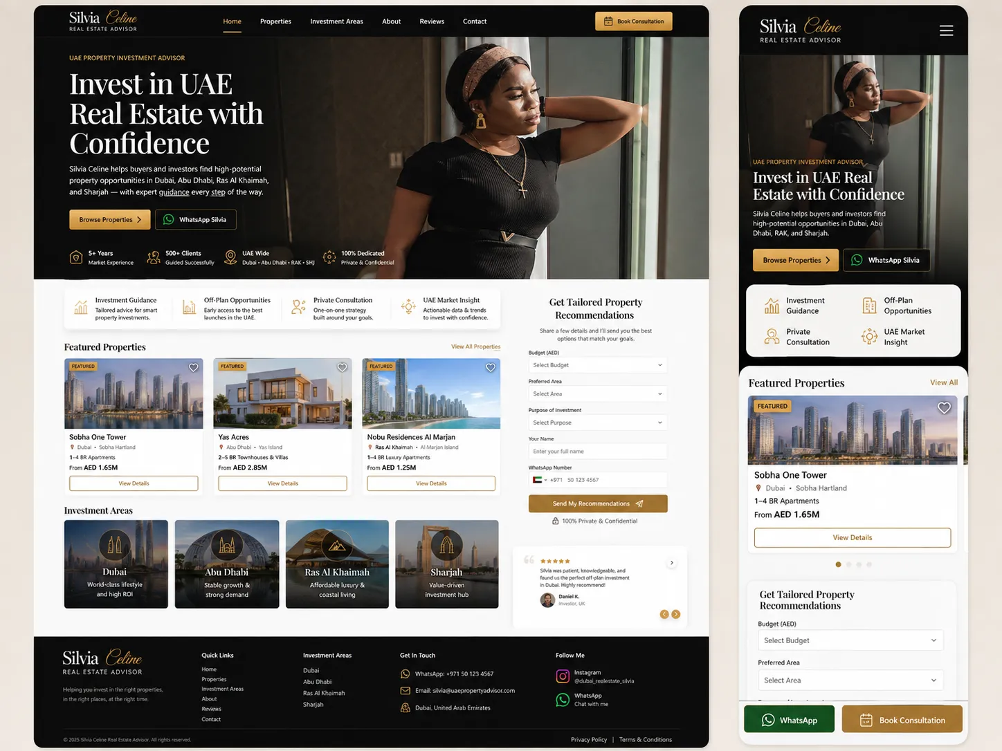 Silvia Celine UAE real estate website design concept